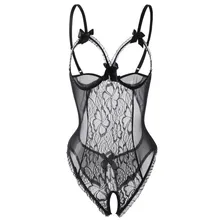 ПРОН Эротическое белье размера плюс XXL S-3XL кружевной открытый бюстгальтер промежность эротический костюм Глубокий V Babydoll Горячее сексуальное женское белье