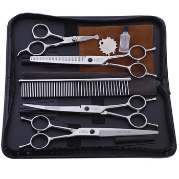 

6 7 inch Professional Pet Scissors Set for Dogs Grooming High Quality Straight&Thinning&Curved Shears Dog Cat Hair Cutting Tools