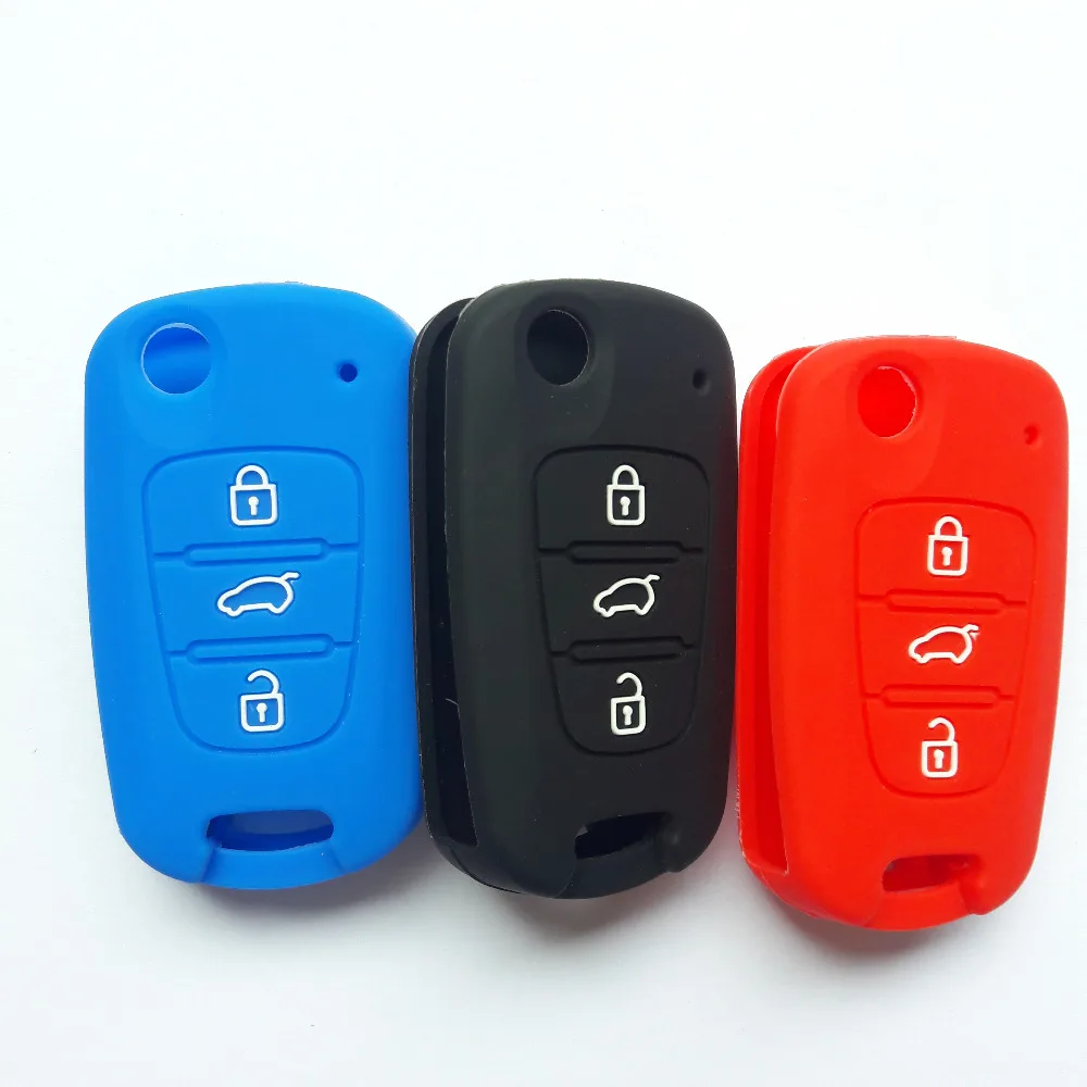 

Rubber Skin Jacket Holder For Hyundai I20 I30 i35 Silicone Key Cover For Kia RIO Sportage Optima Soul Flip Cover 3BTNS