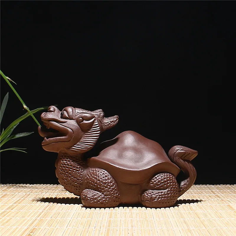 Бутик Фиолетовый глиняный чай для домашних животных поднос аксессуары подарки милый 3D Черепаха Дракон керамические поделки декоративные