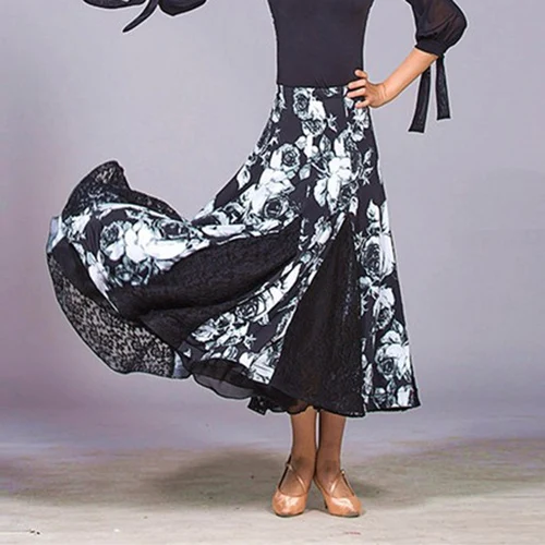 Испанского фламенко платья Румба Бальные платья женщин бальных танцев платья Вальс Современный Танцы костюмы топ и юбка Одежда для танцев - Color: White skirts