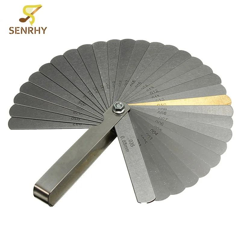 

Guitarra Accessories Feeler Filler Gauge 32 Blades Metric Imperial 0.04 to 0.88mm Thickness Gage For Guitar Measurment Tool