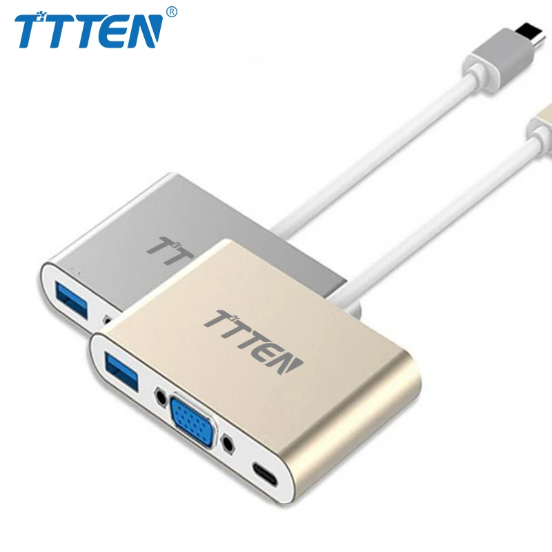 TTTEN 3 IN 1 Type-C to VGA USB-C USB 3.0 Adapter converter usb-c Type C adapter for Macbook PC Laptop Monitor Project | Электроника