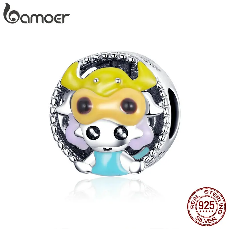 

bamoer Taurus Constellation Personification Metal Beas for Women Silver Original Charm Bracelet Sterling Silver Jewelry BSC090