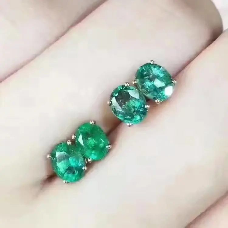 Женские серьги гвоздики из серебра 925 пробы с изумрудами|stud earrings|gifts for womengift gifts |