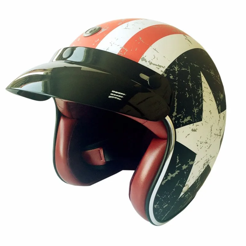 Moto rcycle шлем jet винтажные шлемы с открытым лицом Ретро 3/4 полушлем casco moto torc capacete moto ciclismo chopper - Цвет: Captain