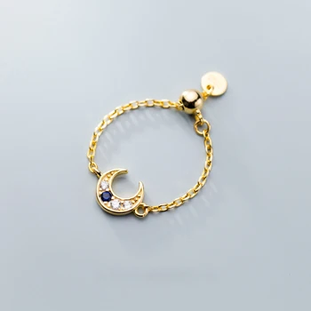 

925 Silver Moon Ring Vintage Gold Korea Jewelry Charm Joyas Haut Bague Femme Aneis Ladies Ring Boho Anillos Rings for Wome