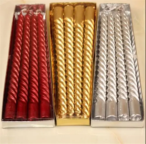 

4X Taper Twisted Smokeless Dinner Dining Table Wedding Candles Wax 9.8/7.9/5.9