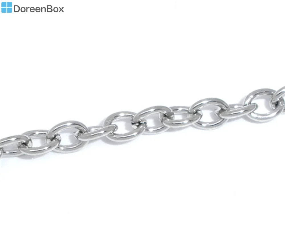 

Doreen Box Lovely 10M Silver Tone Cable Chains Findings 5x3.5mm (B05735)
