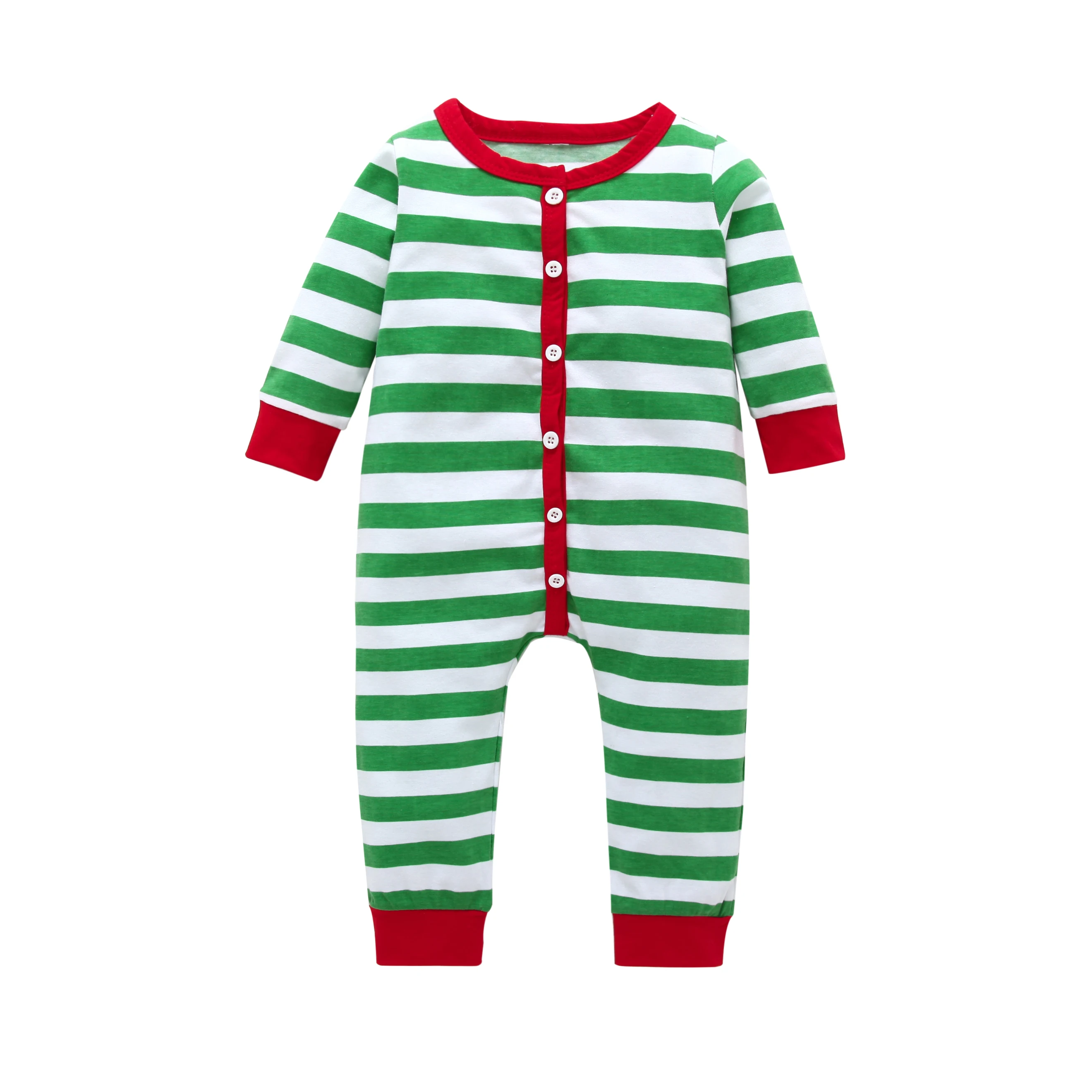 Детская одежда для маленьких мальчиков и девочек полосатая Рождественская Пижама комбинезон, одежда для сна - Цвет: B
