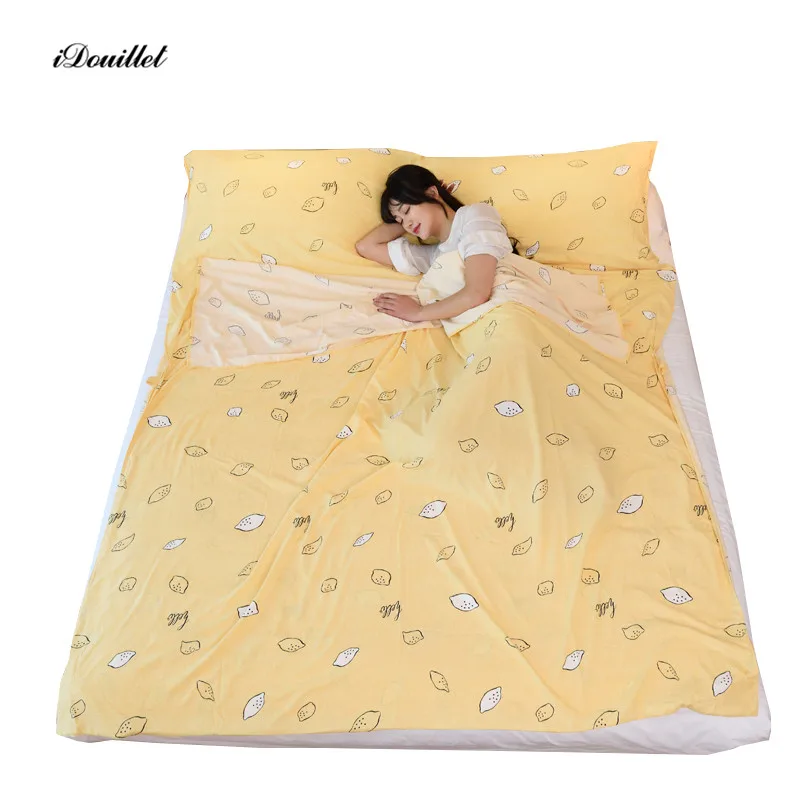 iDouillet Lemon Print Ultralight Portable Sleeping Sheet Hotel Travel