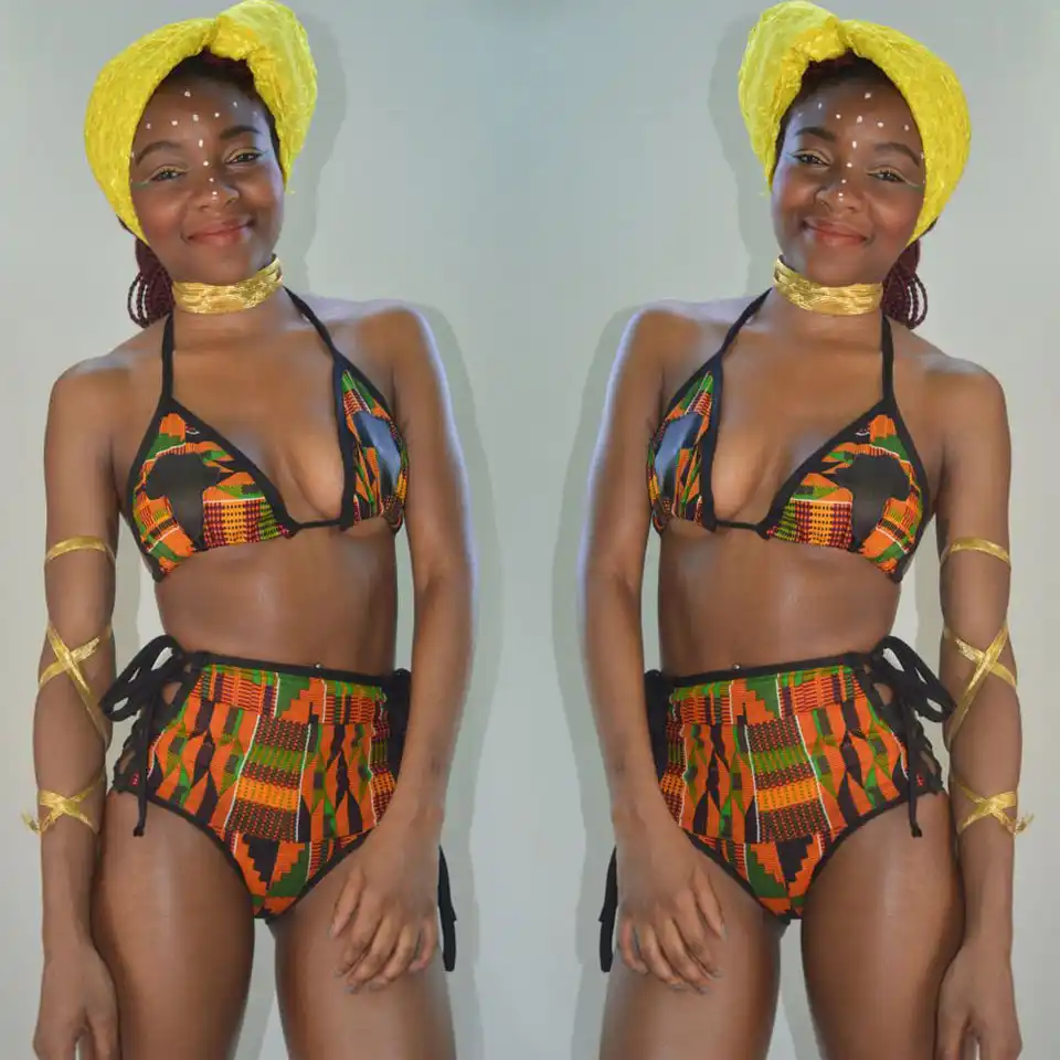 high waisted african print swimsuit