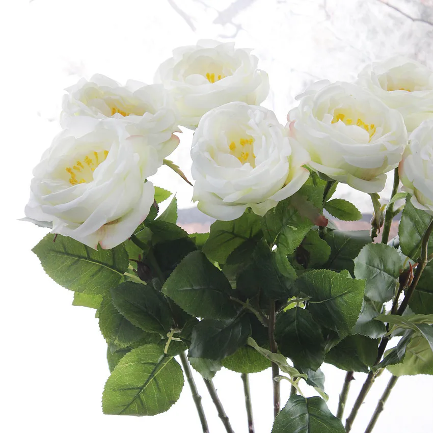 artificial peonies silk peonies rose flower wedding bouquet fake flower head  (1)