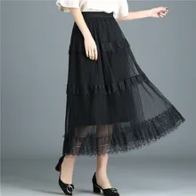 Весна и лето Юбки Женские s Высокая талия шифон юбка женские длинные юбки для женщин плиссированные юбки длинные черные