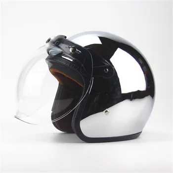 Free shipping new personalized fashion chrome cascos capacete motorcycle helmet 3/4 open face vintage scooter jet helmets free shipping motorcycle helmets retro vintage open face helmets design modular removable visor motorbike jet vintage helmet sy