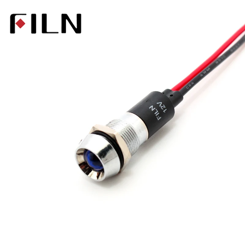 FILN FL1M-12CW-1 12 мм Металл красный зеленый желтый, синий, белый led 220 v Индикатор с 20 см кабель