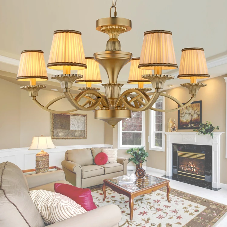 European American Rural Living Room Chandelier Lamp Iron Retro Antique