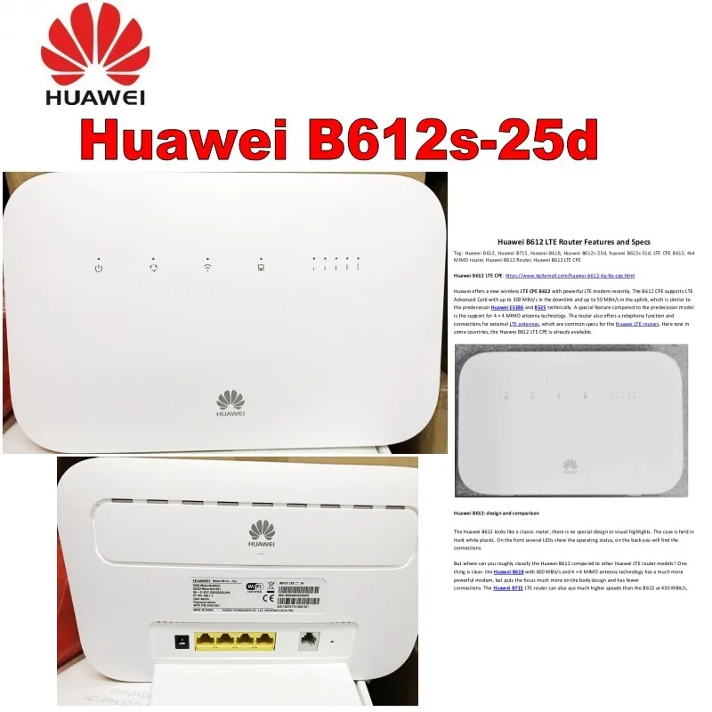 HUAWEI B612s-25d 4G Маршрутизатор Слот для sim-карты с 4LAN портом