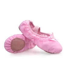 Lovely Canvas Soft Sole Girls Children Lace Ballet Practice Dance Shoes For Kids