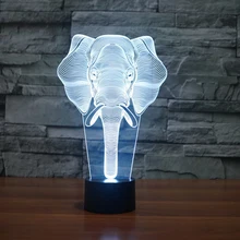 Животное слон Ночной свет дизайн светодиодный настольная лампа романтическое ночное освещение 7 цветов Изменение светодиодный свет