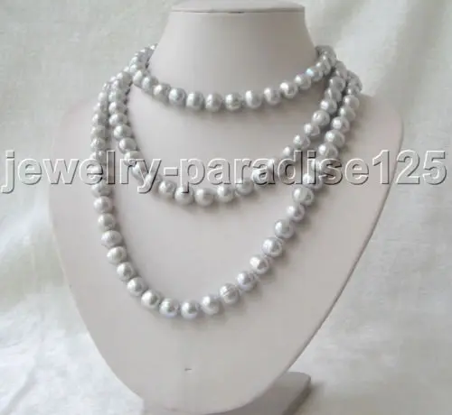

Beautiful 50" 11-12mm natural gray round freshwater pearl necklace - GP clasp