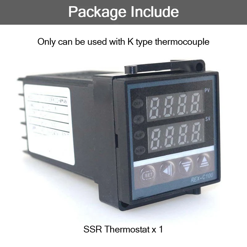 REX-C100 цифровой PID регулятор температуры SSR выход 0-400C с 1 м термопары K SSR 40A - Цвет: Set 1