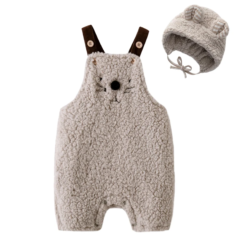 Hot Baby Girls/Boys Clothing Infant Cartoon Sleeveless Rompers+Hat 2 pcs Autumn/Winter Jumpsuit Outfits Sets | Детская одежда и
