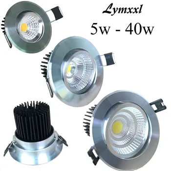 

Dimmable Led COB Downlight 5w 7w 10w 12w 15w 18w 20w 25w 30w 40w AC90-260V Led Recessed Spot Down Light Lamp CRI85 Silver Shell