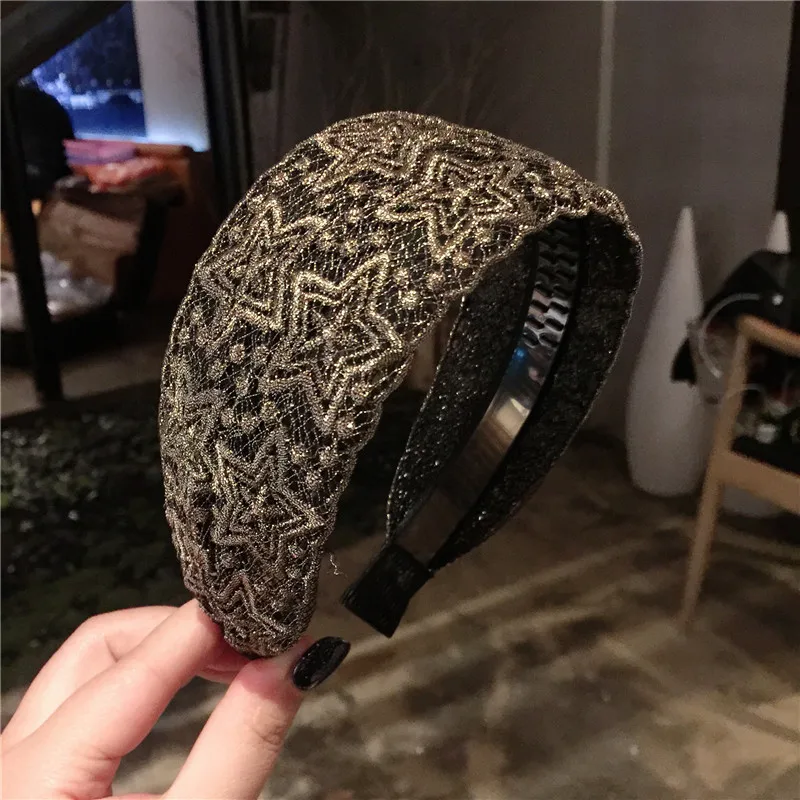 

Fashion Luxurious lace flowers Hair Hoop Headband Hairband for Women Girls Broad edge Bohemia Hair Band Hair Accessories