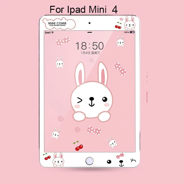 Цветной узор полное покрытие закаленное стекло для iPad Mini 1 2 3 4 9H Защитная пленка для экрана для Apple iPad 7,9 дюймов - Цвет: Rabbit for mini 4