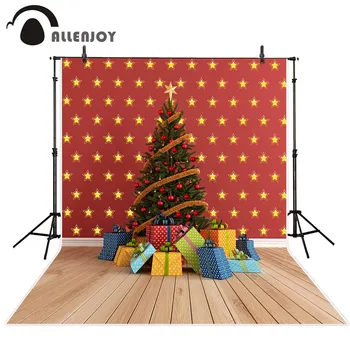 

Allenjoy photographic background Red children's Christmas tree gift golden five-pointed star Photographic background for study