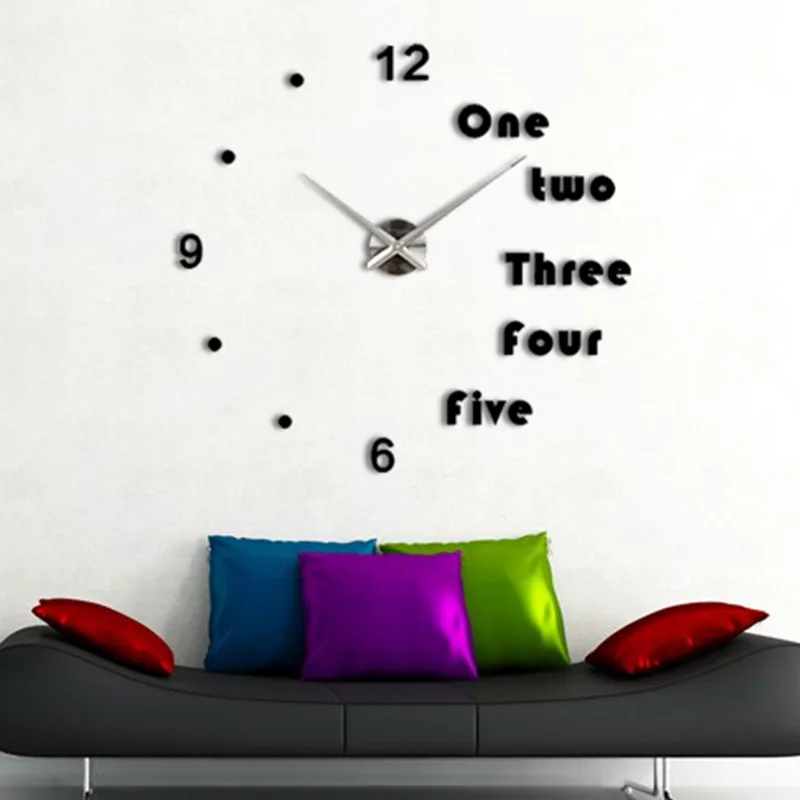 

Luxury Wall Clock Living Room DIY 3D wall sticker Creative Wall Watch Modern metal Acrylic mirror 20 inch free shipping
