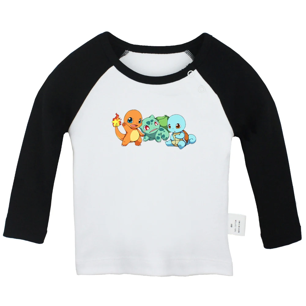 Мультфильм Покемон Сквиртл Bulbasaur Charmander дизайн новорожденных детские футболки малыш Графический Реглан цвет длинный рукав футболки топы