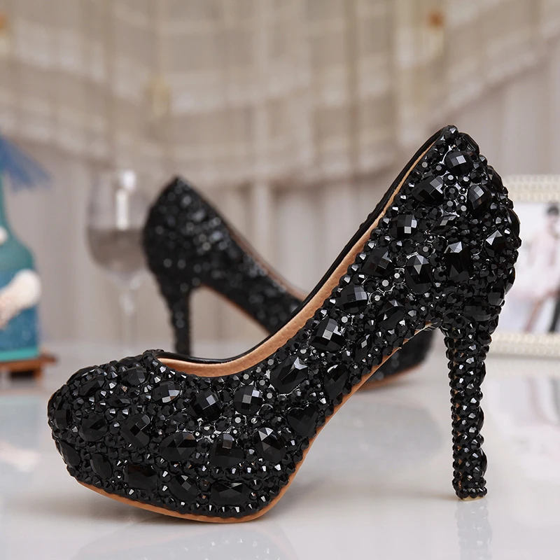 Wedding Pumps Platform Rhinestone Bling 