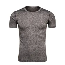 Крутая Мужская компрессионная Однотонная рубашка с коротким рукавом, впитывающая пот быстросохнущая теплая футболка для фитнеса