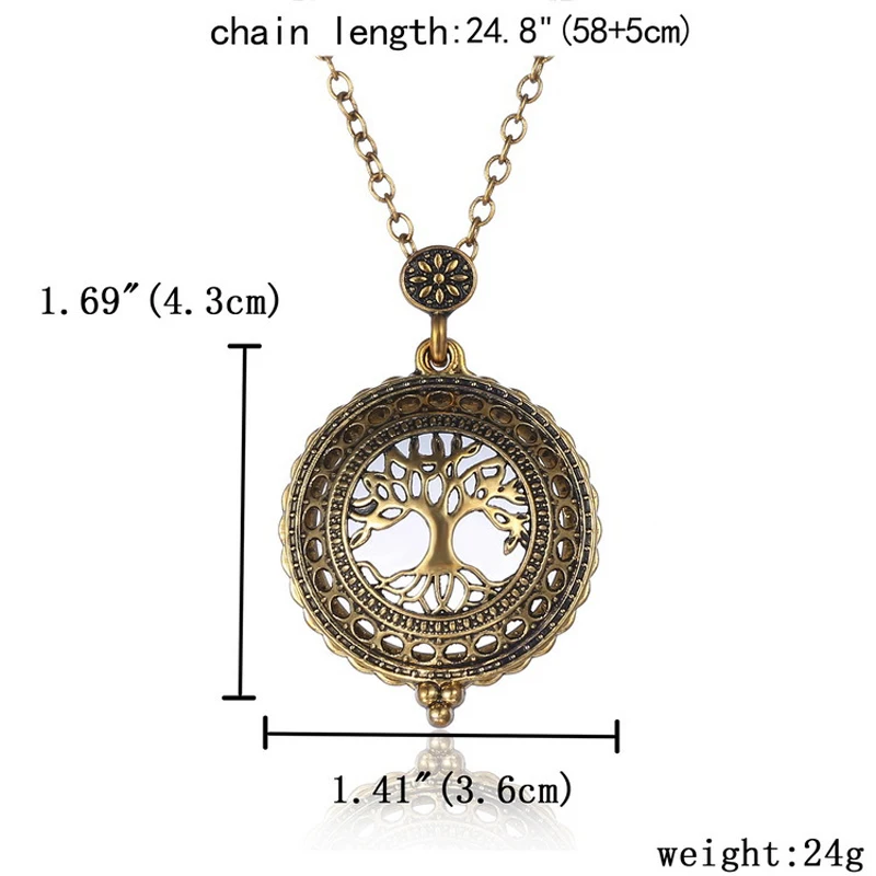 Retro Antique Statement Necklace Shellhard Crystal Cat Magnifying Glass Pendant Long Chain Necklace Fashion Jewelry For Women