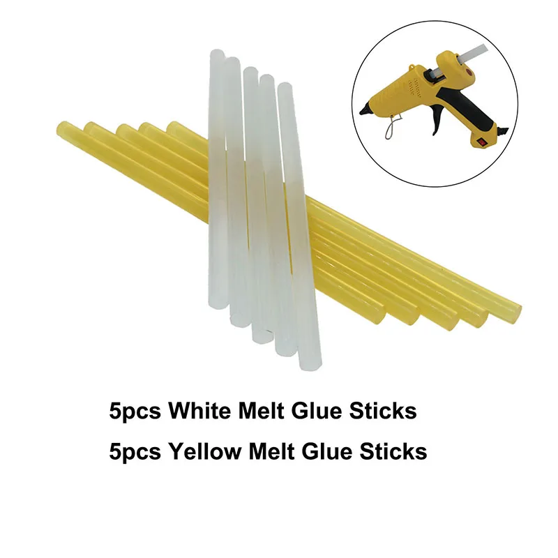 10pcs/lot 11mm white+yellow Hot Melt Glue Sticks Clear Glue Adhesive Rod For Electric Glue Gun