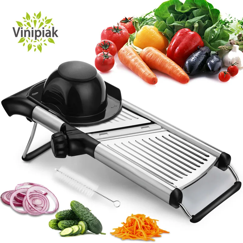 

Mandoline Slicer with Free Brushes Stainless Steel Slicer Vegetable Potato Onion Food Slicer for Kitchen