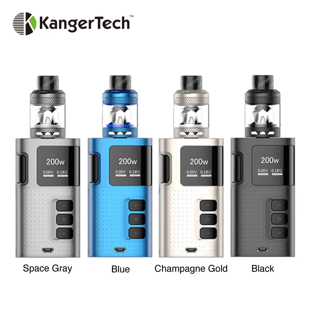 

Electronic Cigarette Starter Kit Original Kangertech Ripple 200W Box Mod Temperature Control with Ripple Tank 3.5ml Vaporizer