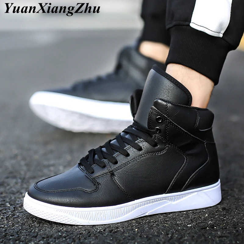

2018 new high-top shoes man sneakers Fashion autumn men leather Boots winter Warm ankle boots men's Shoes footwear free shipping