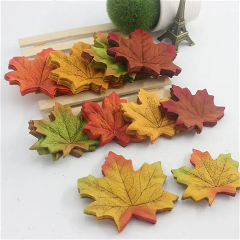 

100pcs simulation scene layout decoration falling artificial silk flower living home decoration simulation maple leaf leaves 7cm