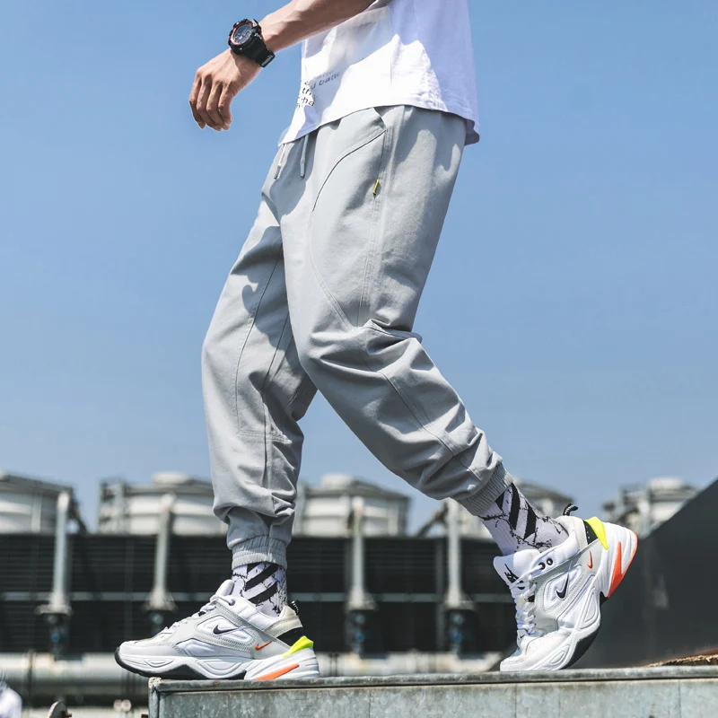 

Men's Pants 2019 Spring Fashion Casual Pencil Cargo Trousers Ankle-Length Safary Elastic Streetwear Loose Straight Solid Men Pan