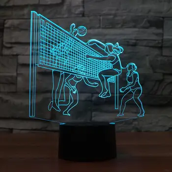 

Creative Women Volleyball LED 3d Night Light Touch Base 7 Color Changing Table Atmosphere Lamp For Kids Toy Gift