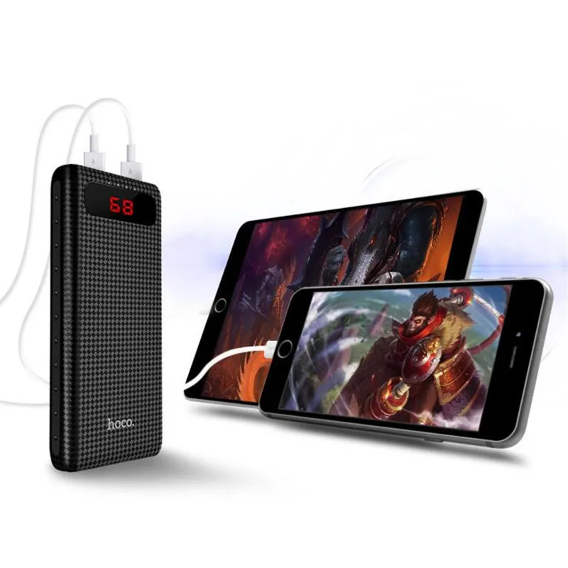 HOCO 20000 mAh Dual USB power Bank 18650 портативная Внешняя батарея Универсальное зарядное устройство для мобильного телефона power Bank 20000 mAh для телефонов