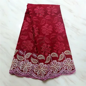 

Nigerian African Lace Fabrics red High Quality For Men 100% Cotton Dry Lace Fabric With Stones Swiss Voile Lace In Switzerland