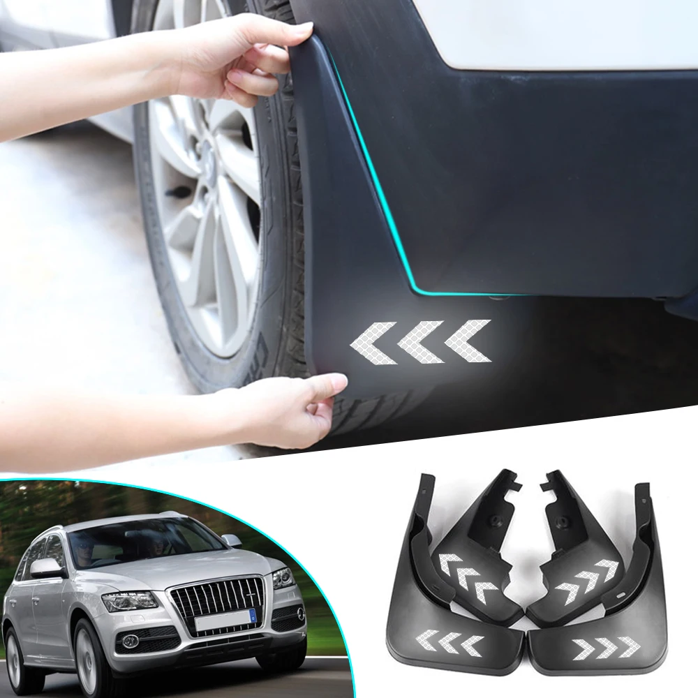 Подходит для Audi Q5 2009 2010- Брызговики, брызговики, защитные Светоотражающие Предупреждение щитки, брызговики, переднее заднее крыло, аксессуары