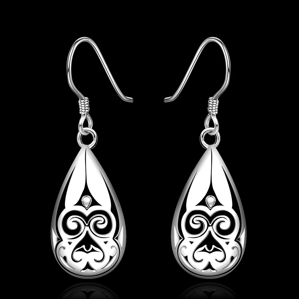 

Free Shipping!!Wholesale silver plated Earring,925 jewelry silver,Hollow Waterdrop Earrings for women SE582