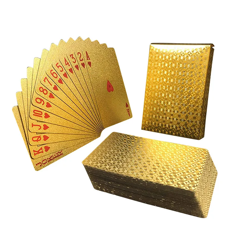 

Gold Foil Plated Normal Playing Cards Poker Happy Special Unusual Birthday Gift Poker With Golden Box Present For Wedding Party