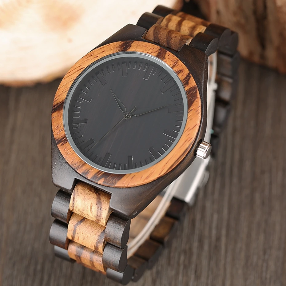 Mens Watches Creative Zebra Wood Watch Luxury Full Wooden Adjustable Strap Quartz Analog 2017 Clock Male hour Reloj de madera 2018 (8)