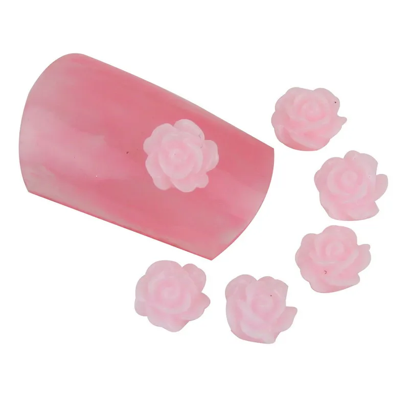 

50Pcs/Lot Hot Sale Fashion Sweet Pink Resin Flower Nail Embellishment Scrapbooking craft WY51